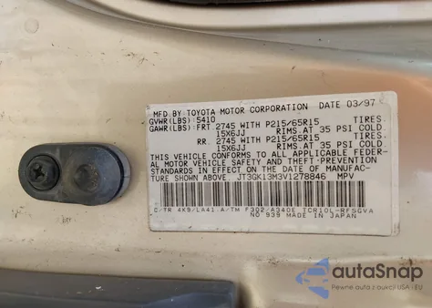 1997 Toyota Previa Le S/C from USA, damaged, VIN JT3GK13M3V1278846